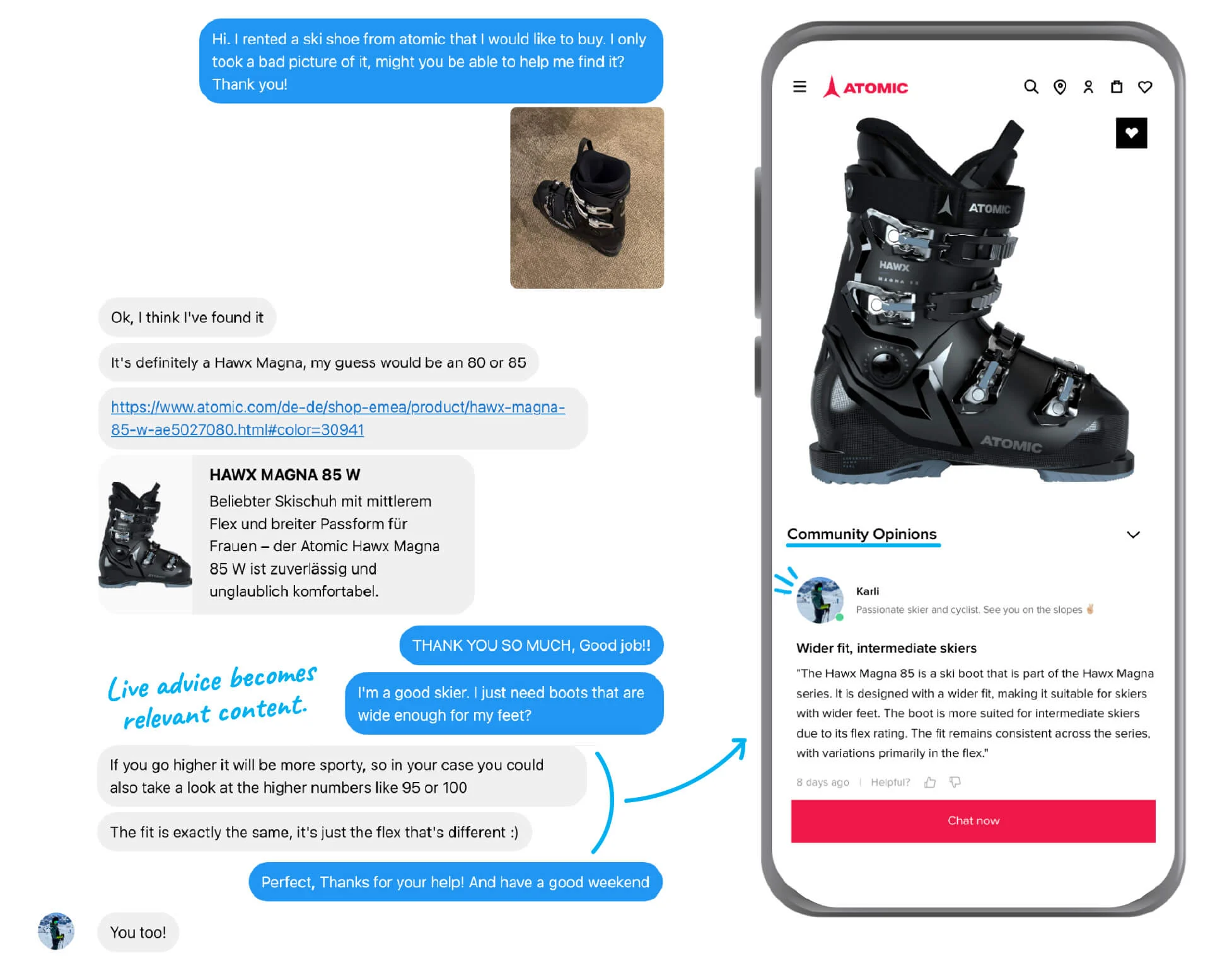 Atomic Guuru, Karli, shares insightful advice that's automatically pulled into the relevant product page as Community Content.
