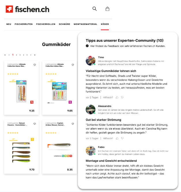 [Translate to German:] An example of community content on Fischen.ch