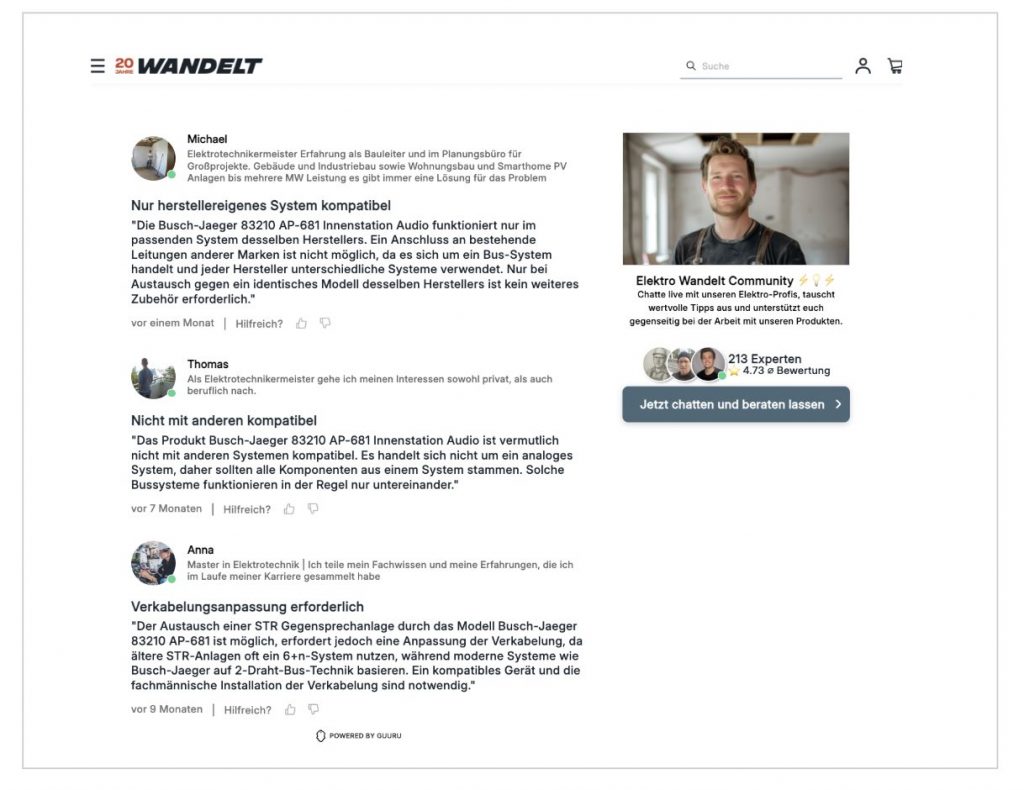 Example Elektro Wandelt Community Opinions on Product Page